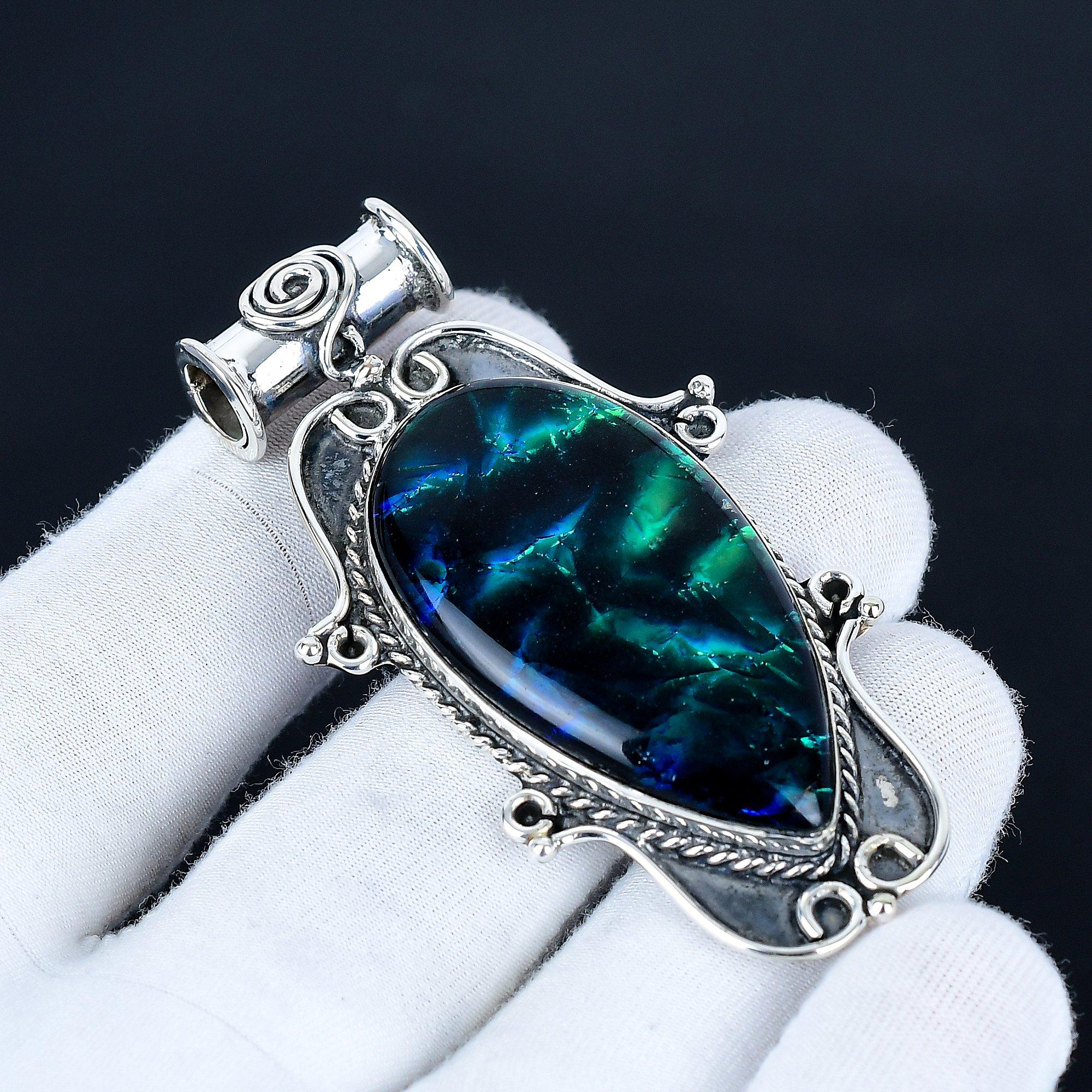 

Australian Triplet Opal Pendant, 925 Sterling Silver Handmade Jewelry, Opal Silver Pendant, Party Wear Jewelry For Women s, Pendant Anniversary Gift 7.5 чёрный