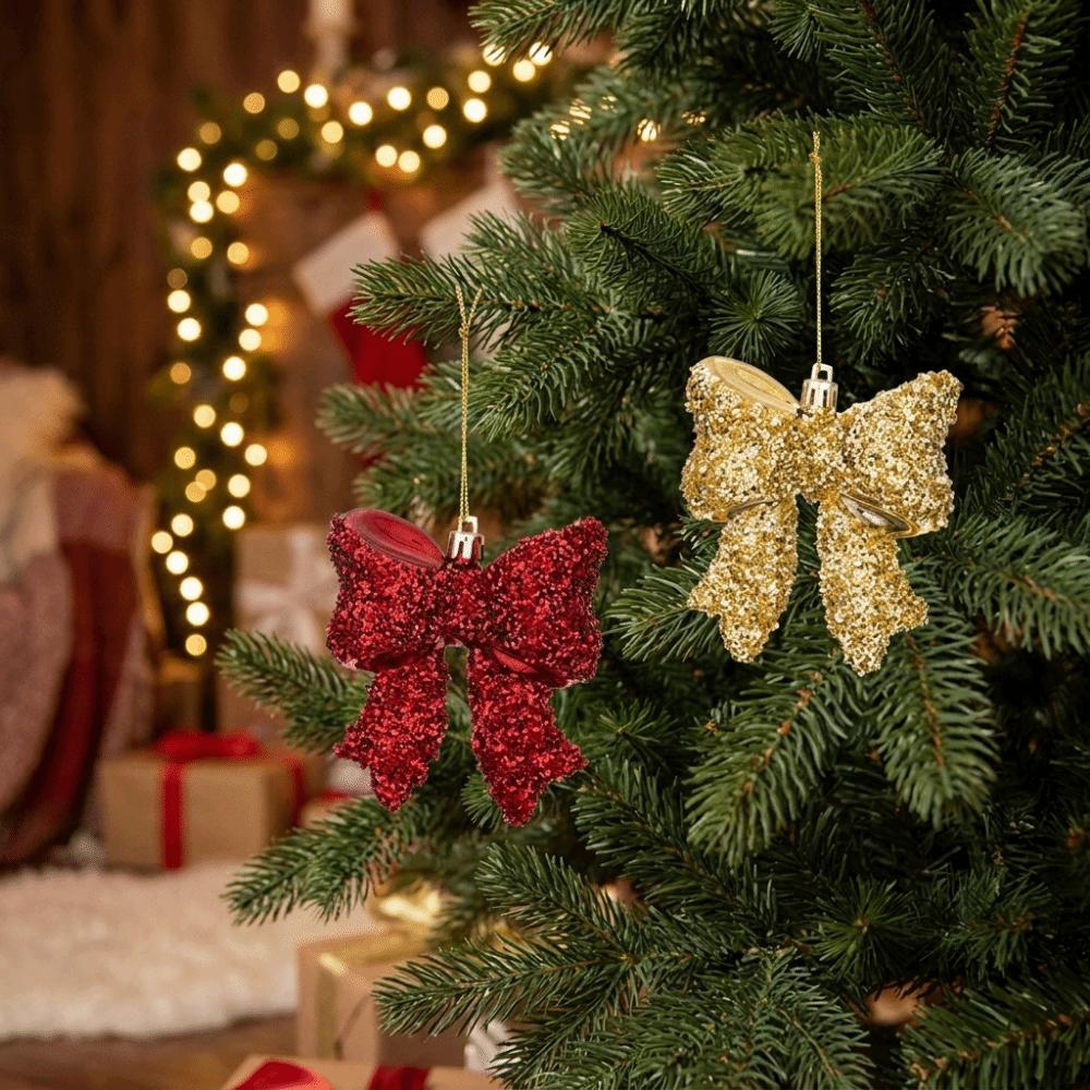 Electroplated Christmas Bow Hanging Ornament Xmas Bow Decoration  Festive Hanging Decor