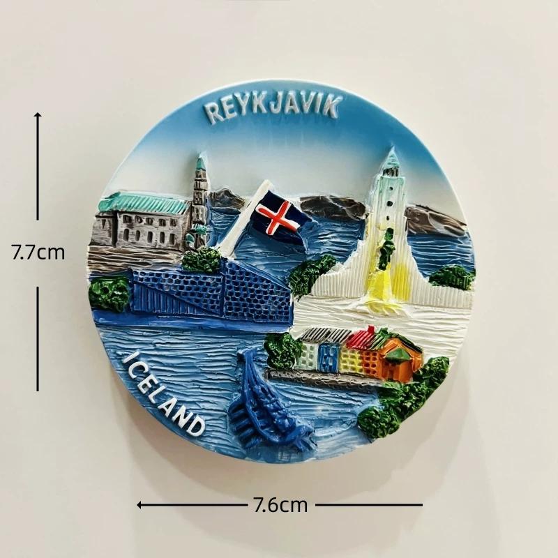 Iceland Reykjavik Resin Fridge Magnet Stickers Travel Souvenir Gift Landscape Refrigerator Magnet Home Kitchen Decor