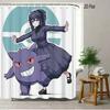 Dragon Ball Z Majin Buu (Fat Buu) Cheerful Pose Scene 2D Print Waterproof Shower Curtain, Vibrant Solid Purple Background With P