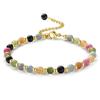 Geometric Pink Crystal Beaded Bracelet With Adjustable Gold Chain For Women Jewelry Gift