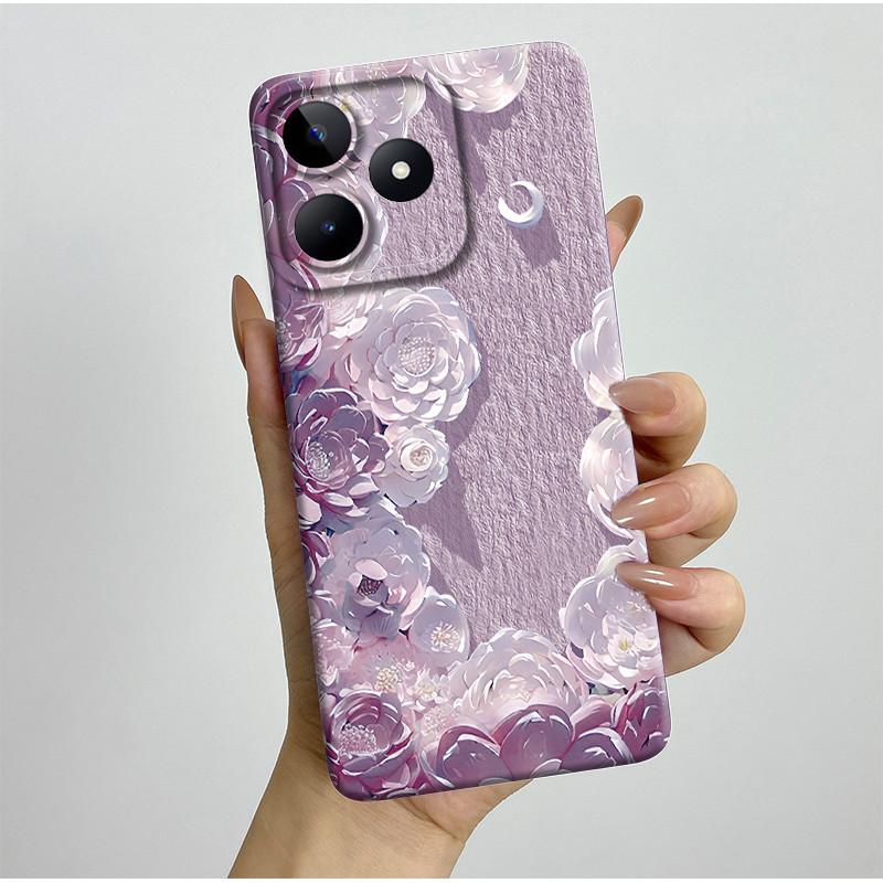 For Realme C51 C53 Case RMX3830 RMX3760 Shell Pretty Flower Full Back Cover for RealmeC51 C53 C61 C63 C 51 S Soft Silicone Funda