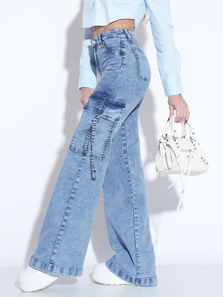 European-American Fashion Women's Stretch Washed Casual Denim Pants