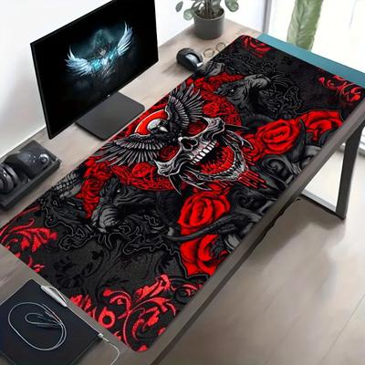 Red Dragon Skull Gaming Mouse Pad Gothic Style Large Desk Mat NonSlip Rubber Keyboard Pad For Office Home Gamer