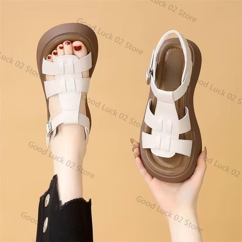 Fashion Elevated Faion Fairy T Roman Sandals Women's Summer New Soft Bot Beach oes Thi Heel Platform Sweet Sle Sandals