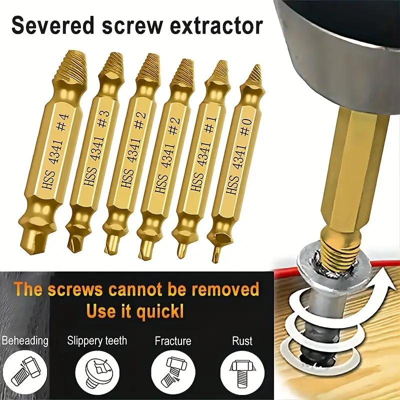 6pc HSS Extractor Double Head Screw Slide Tooth Removal Screwdriver Screwdriver Bit Broken Wire Tool Set