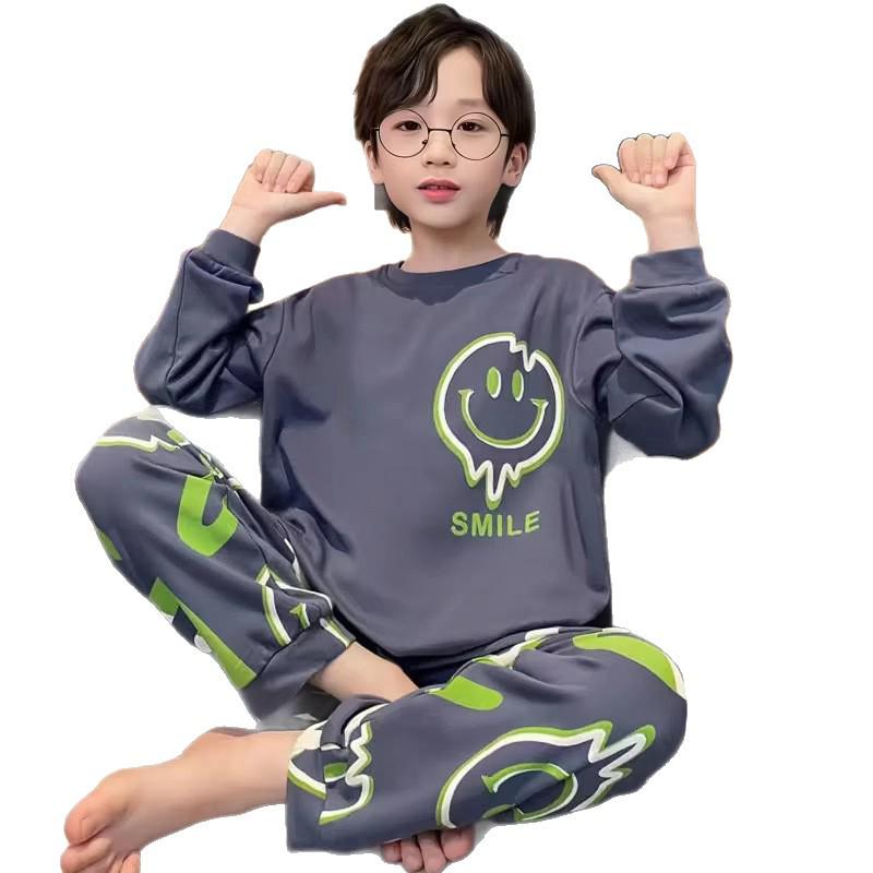 Boys' Cartoon Pajama Set: Long Sleeve & Pants in Spring/Autumn Styles for Medium to Large Kids & Teens