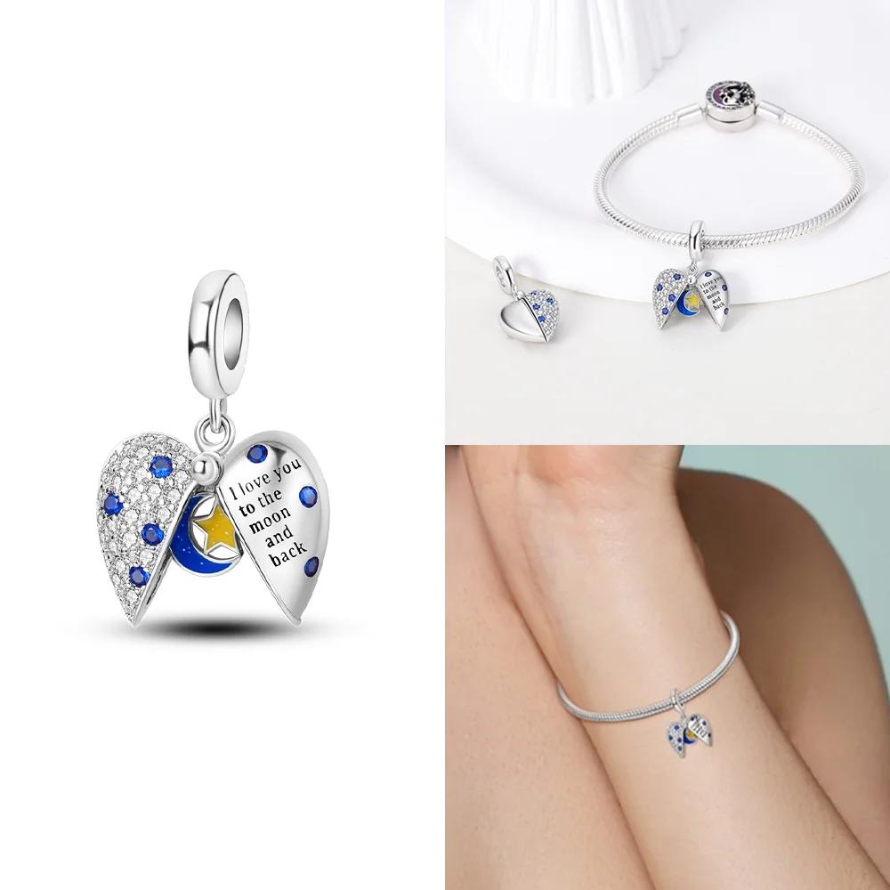 Charms Copper Original Sun Pendant Blue Star Moon Snowflake Ball Beads Fit Bracelet Women Jewelry Making Diy Gift