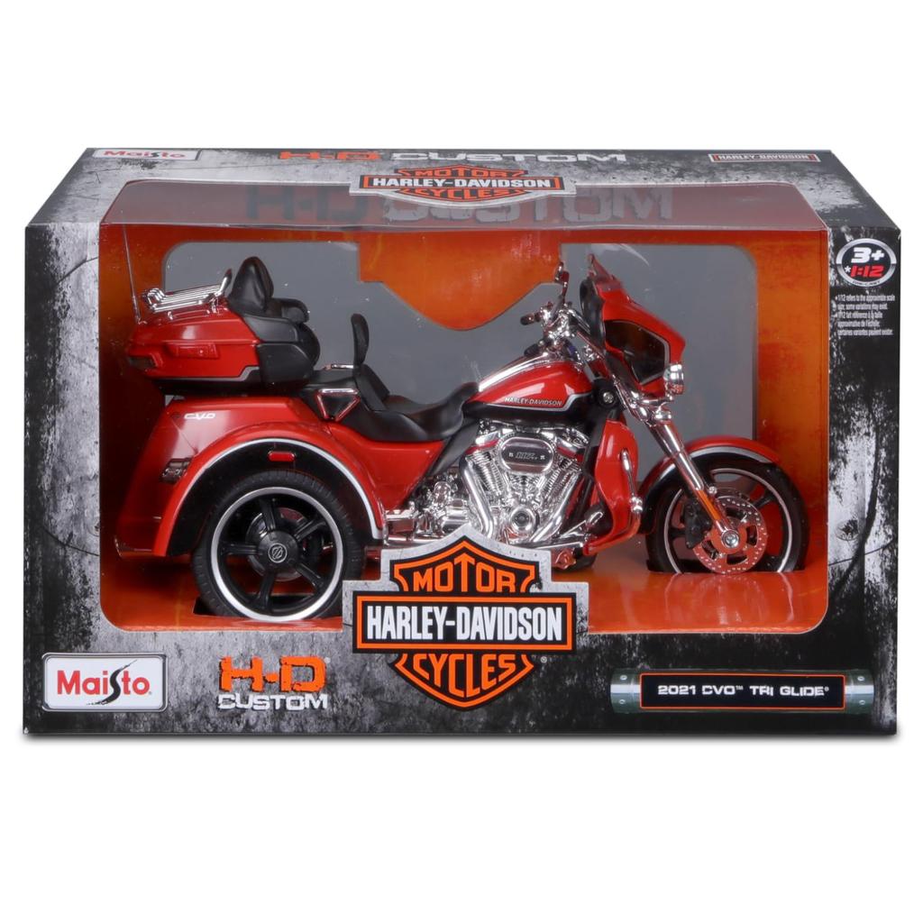 Maisto 1/12 Scale Harley-Davidson CVO Tri Glide Red / Diecast Model Car, Finished Model, 1:12 Trikes 2021 CVO Tri Glide 32337 OG