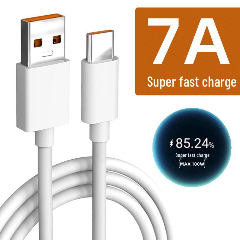

100W Super Fast Type-C Charging Cable for Huawei Mate60 Pro/40 Honor 7A. 25cm Type-C Flat Round