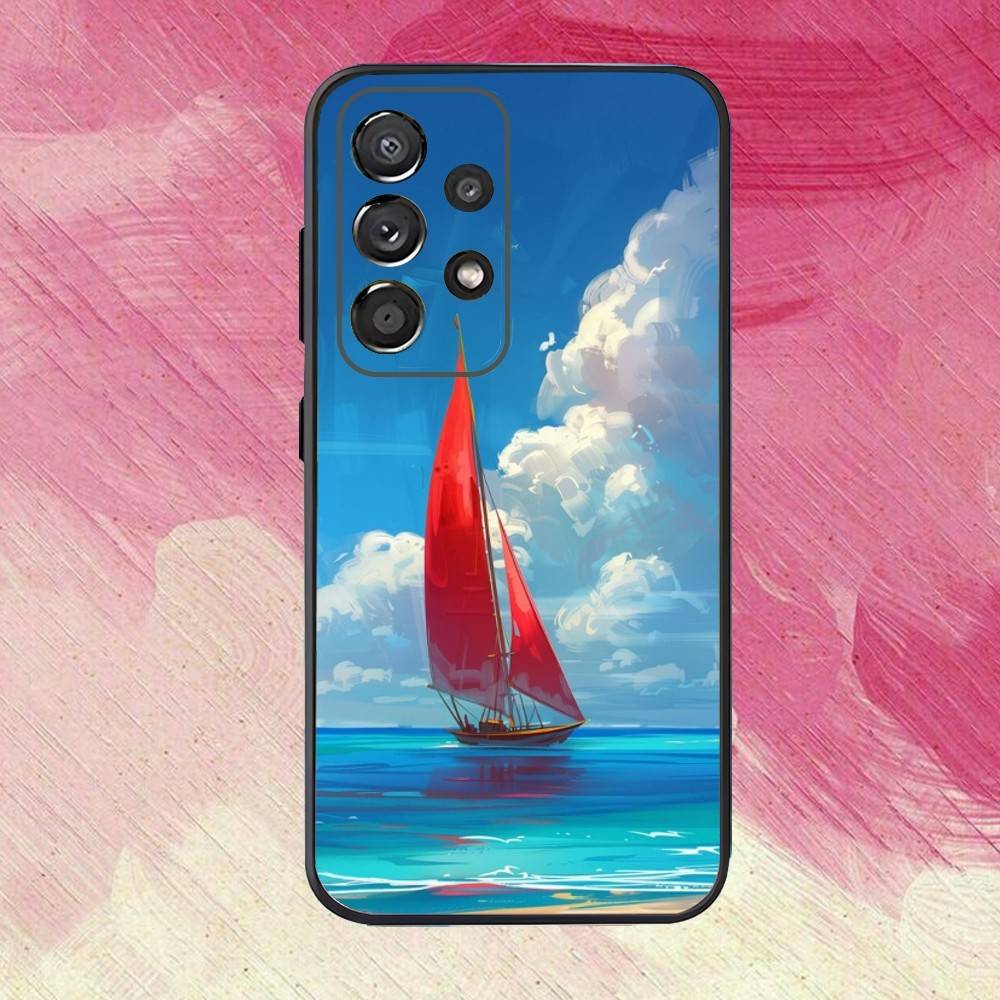 Segelboot S-Schiff Handyhülle Für Samsung S25,S24,S21,S22,S23,S30,Ultra,S20,Plus,Fe,Lite,Note,10,9,5G Schwarzes Cover
