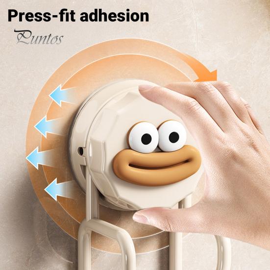 No Drill Wall Hanging Rack Suction Cup Hook for Washbasins, Punch Heavy Duty Vacuum Hanger, Removable Rental Home Cartoon Design Reusable Anti