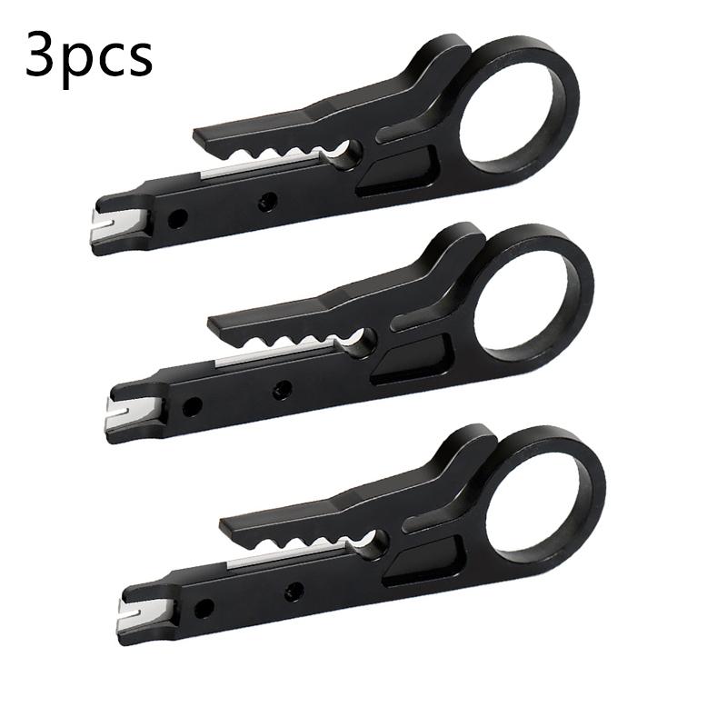 3pcs black/blue/yellow portable wire stripping pliers small wire stripping knife wire cutting tool network cable crimping pliers