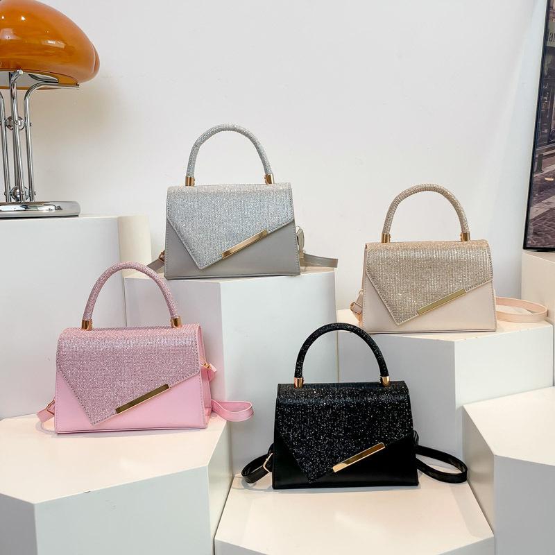 Üst Düzey Parlak Elmas Çanta, Moda Açılı Çapraz Askılı Çanta, Popüler Küçük Kare Çanta