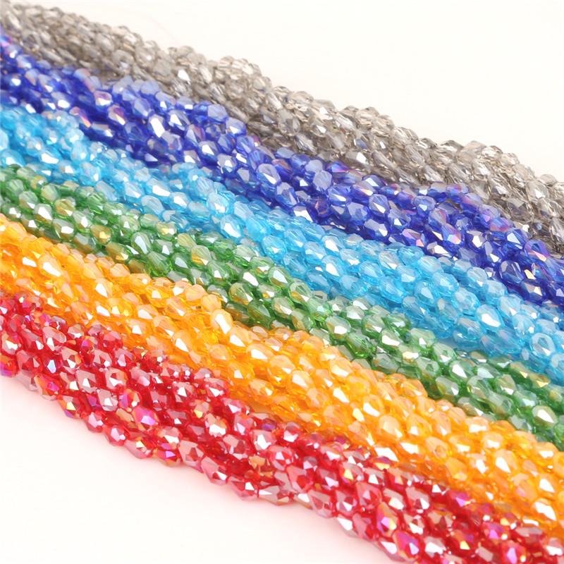 5 * 7mm Straight Hole Cut Glass Water Droplet Beads, DIY Bead Accessories, Homemade Jewelry, Crystal Loose Beads