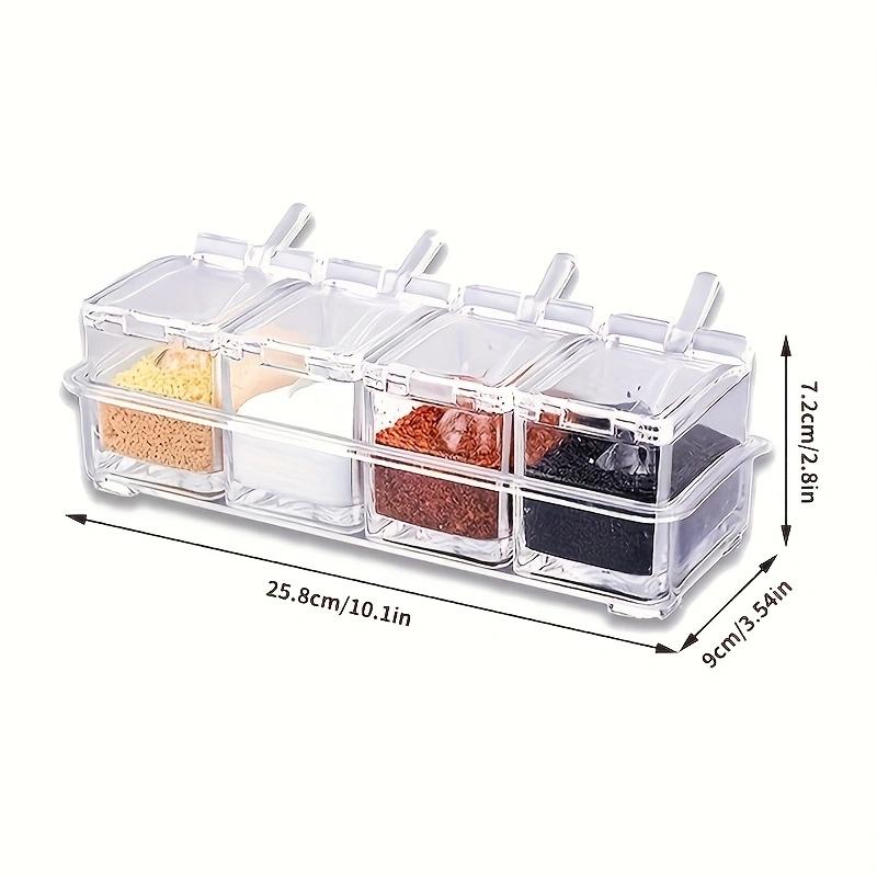 Clear Seasoning Box - Spice Storage Container Storage Tool for Kitchen Herb Spice Tools Gadgets-Cruet with Cover and Spoon