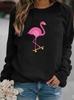 Flamingo Print Round Neck Women's Hoodie