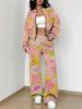 Splicing Autumn and Winter New European and American Fashion Sense Women's Clothing Floral Printing Suit Women