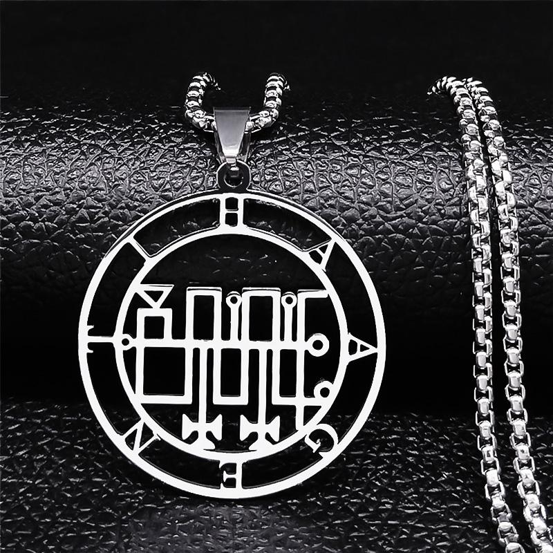 Astaroth Sigil Goetia Stainless Steel Necklace Solomon Demon Seal Satan Sigil satanique patch PIN Jewelry collier femme N7156S03