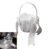 Romance Wedding Ceremony Flower Basket Flower Girl Basket with Satined Wrapped Easy Hold Handle Flower Holder for Bride