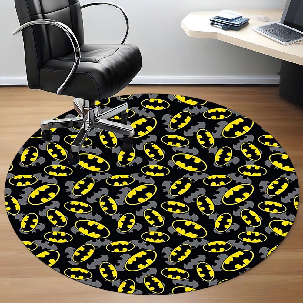 1pc Batman Signal Pattern Office Round Area Rug, Under Office Chairs Bedroom Living Room Home Decor, Room Deco, Available in Various Sizes055