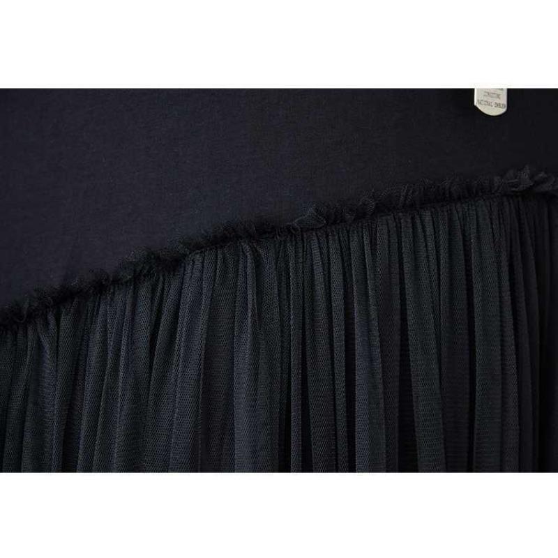 Patchwork Dress Design Sense Casual Loose Bottom Black Long Skirt