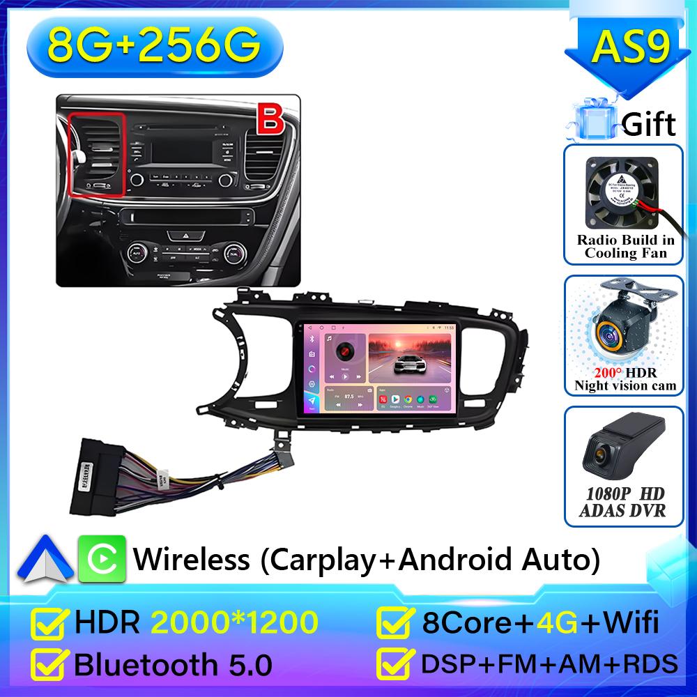 Autoradio Android 16 pour Kia K5 Optima 2011-2015 GPS Android Auto Carplay Wifi 4G Autoradio Stéréo Sans écran 2din DVD