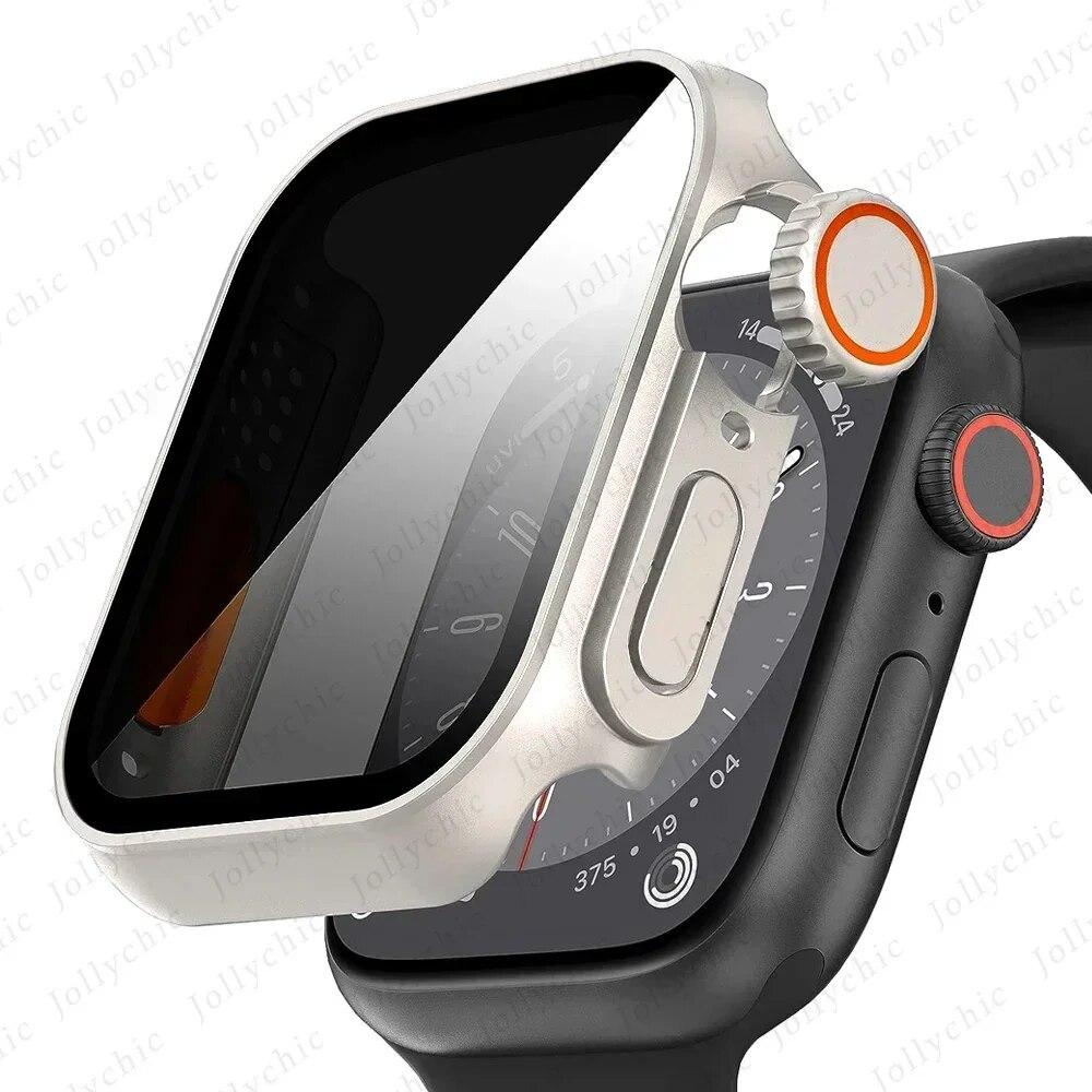Metall Glas+Hülle Für Apple Watch 9 8 7 6 5 4 Serie Displayschutz Ändern zu Ultra i watch 45mm 44 41 40mm Schutz der Privatsphäre