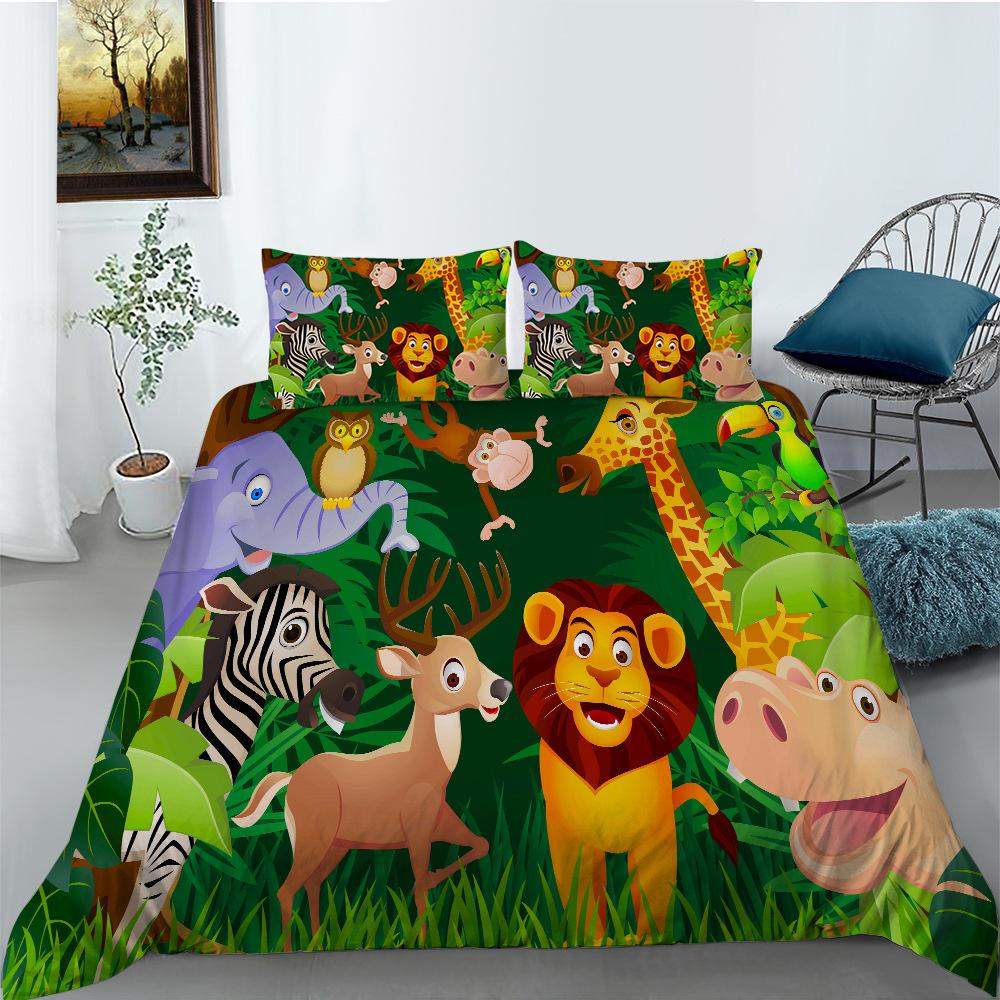 Cartoon Forest Animal Bedding Two Or Three-Piece Set Polyester Digital Printing EU single 135*200