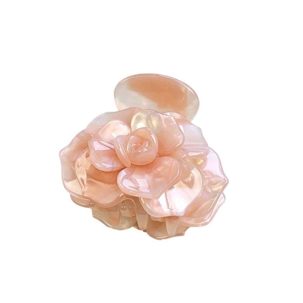 Elegant Flower Shark Clip Gradient Color Acetic Acid Hair Claw Camellia Hair Claw  Daily