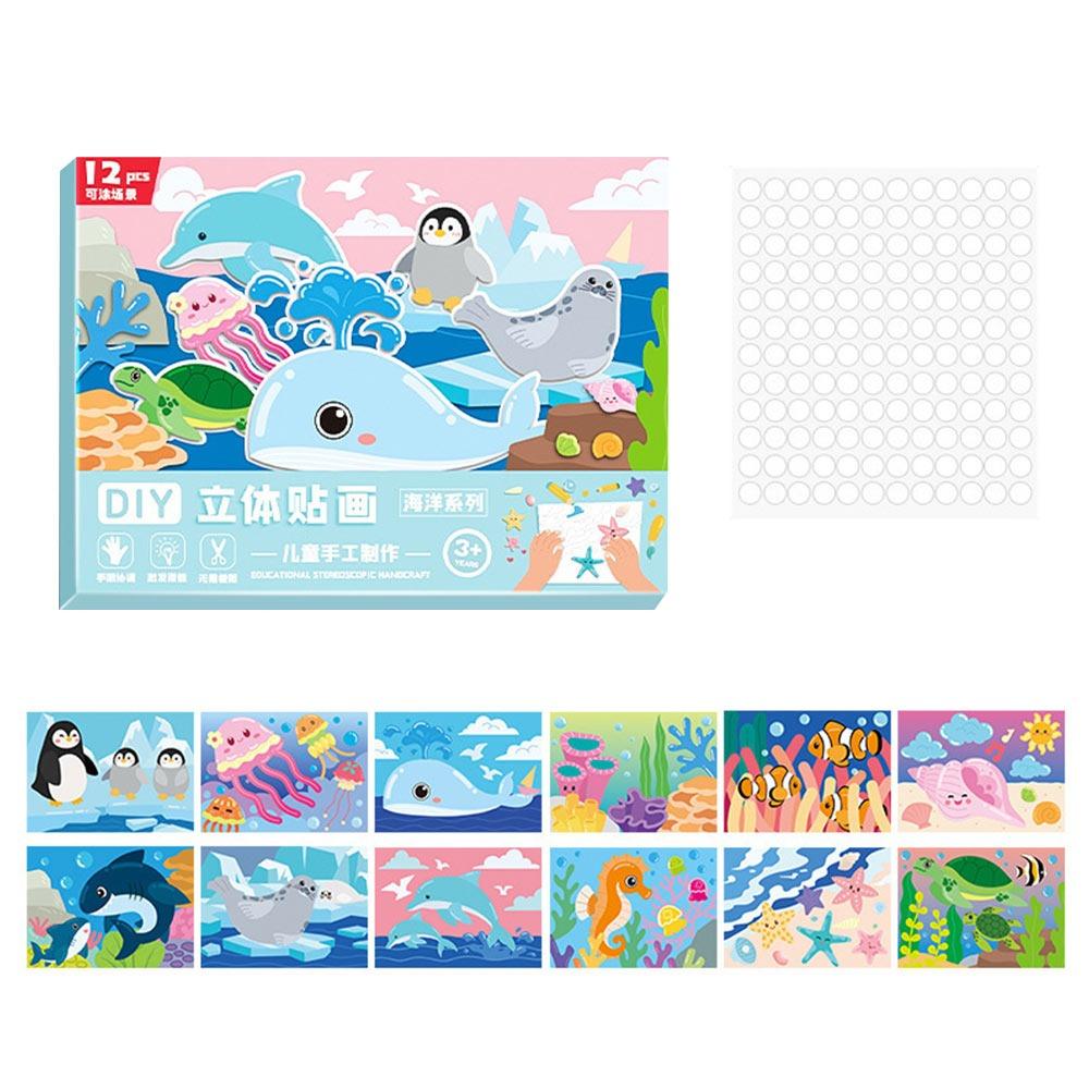 Multicolor DIY 3D Paper Sticker Enlightenment Craft Sticker Decals  For Kids