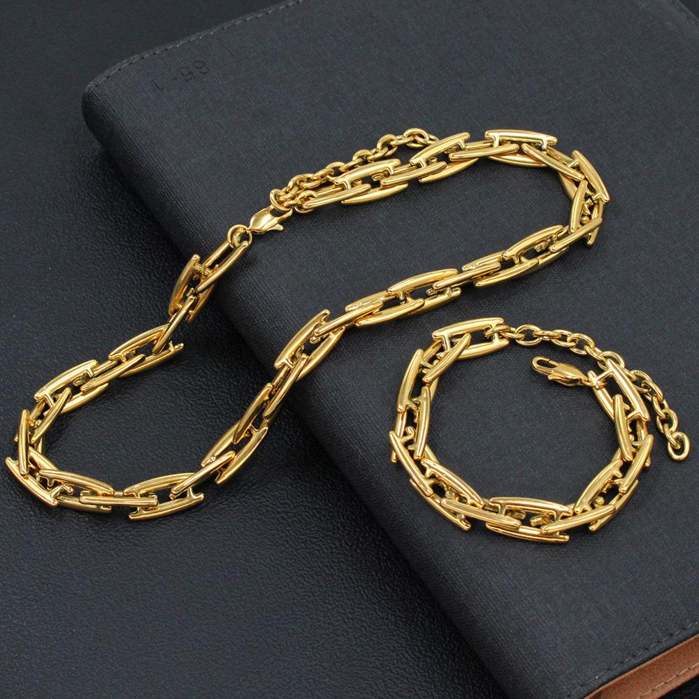 Elegant Mouth-Shaped Titanium Steel Necklace & Bracelet Set - Japanese Korean Style