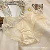 French-style Satin Niche Sexy Pure Lace Cream Triangle Panties Pure Cotton Crotch Low-rise Women's Underwear