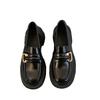 Whole Cowhide~ Loafers Genuine Leather Retro Gold Buckle Thick Sole Thick Heel Loafers Small Leather Shoes Women