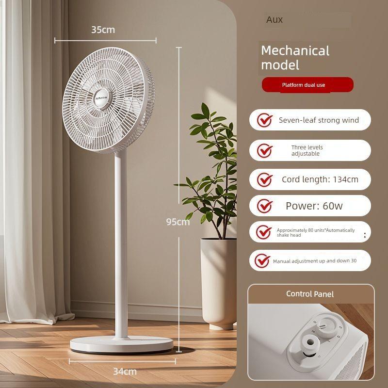 

Ox Floor Fan Living Room Bedroom Kitchen Shaking Head Vertical Fan For Home Remote Control Wind Floor Electric Fan Warm White Seven-Leaf Basic Model