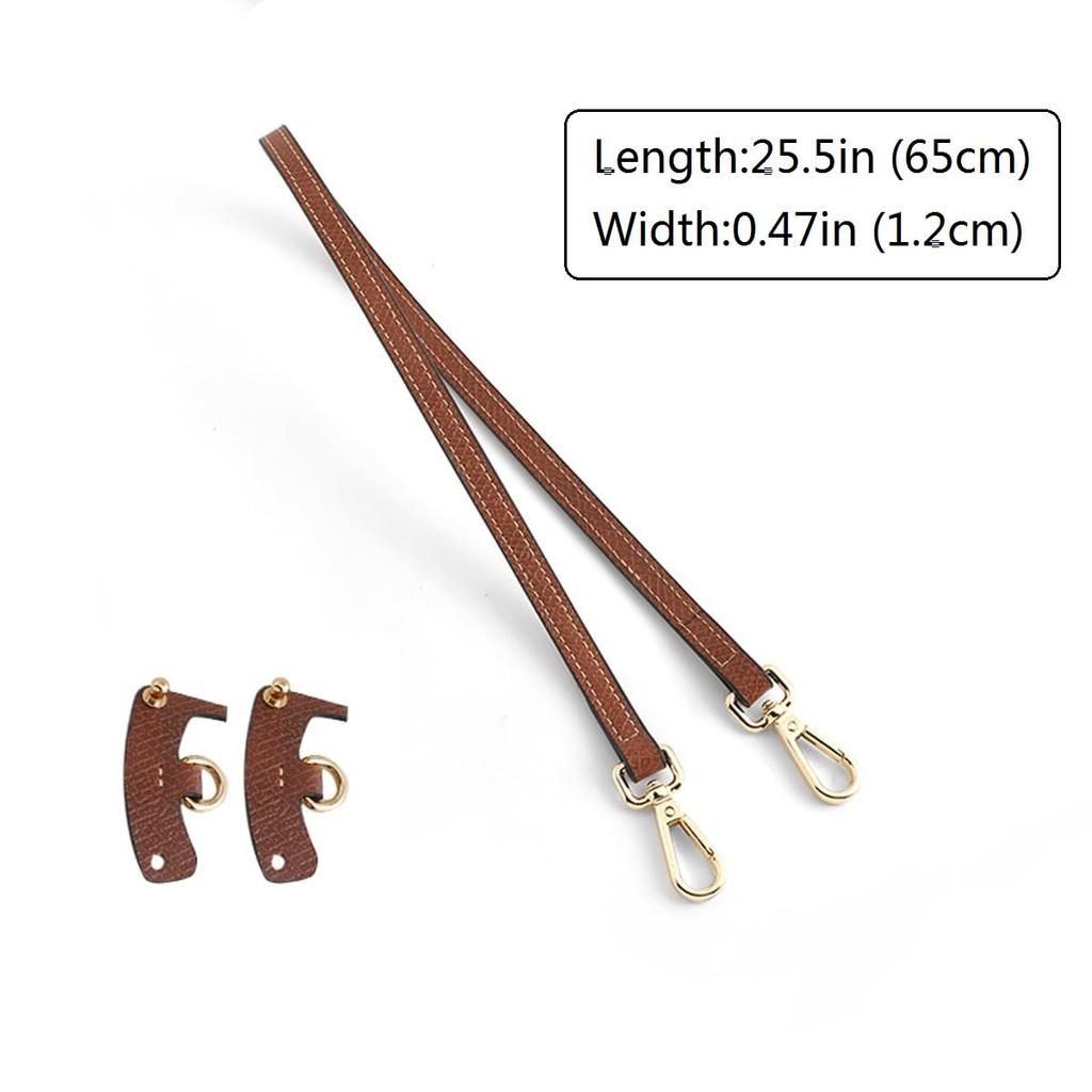 [jiesinlov] Leather Purse Strap, Replacement Crossbody Shoulder Strap for Le Pliage Mini (Short Brown & Gold)