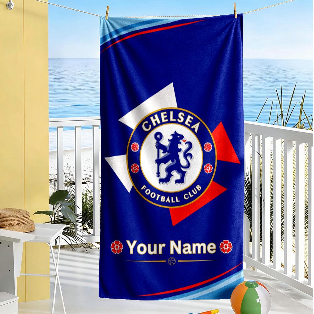 Chelsea Fc Football Player Customized Name Beach Towel Super Soft & Absorbent Suitable for Sports Travel Swimming Yoga Bathroom Beach And Pool