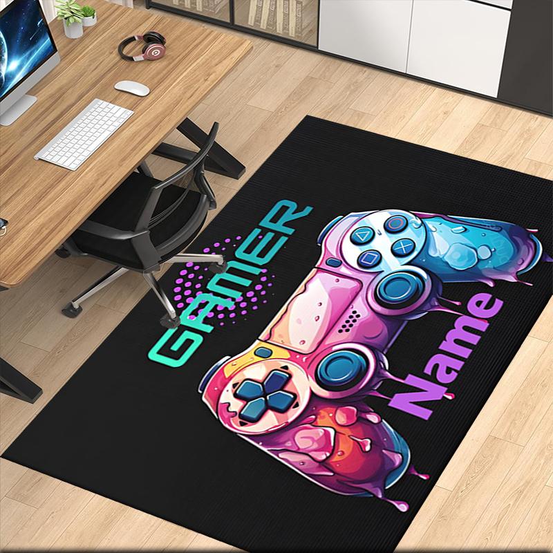 Custom Name Game Controller Printed Carpet, for Office Chair Living Room Bedroom Kitchen Room Decor Gifts.