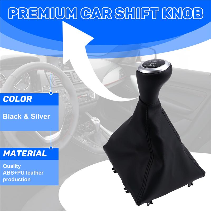 A03Z-Car 6 Speed Manual Gear Lever Stick Shift Knob With PU Leather Dustproof Boot For BMW 1 3 Series F20 F21 F30 F31