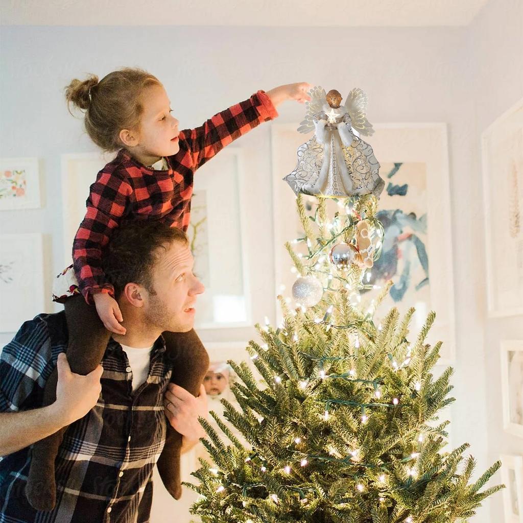 Xmas Tree Topper Decoration with LED Light Xmas Treetop Decorative Ornament for Home Holiday Decor