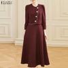 Women Long Sleeve Blouse and Long Skirts Casual Two Piece Suit Sets