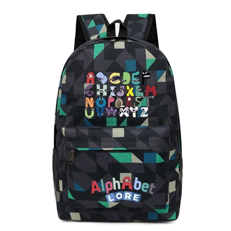 Large Capacity School Backpack Teens With Cartoon Letter Print Lightweight Ergonomic Design Oxford Fabric Adjustable Padded