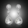 1 Pair Women Shining Rhinestones Drop Earrings Waterdrop Shape Tassel Sparkling Dangle Earrings Jewelry Gift