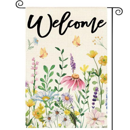 Double-Sided Garden Flag for Porch 12x18 Inch Fade-Resistant Spring Floral Butterfly Print Decorative Flag for Outdoor Yard Patio Mailbox Seasonal