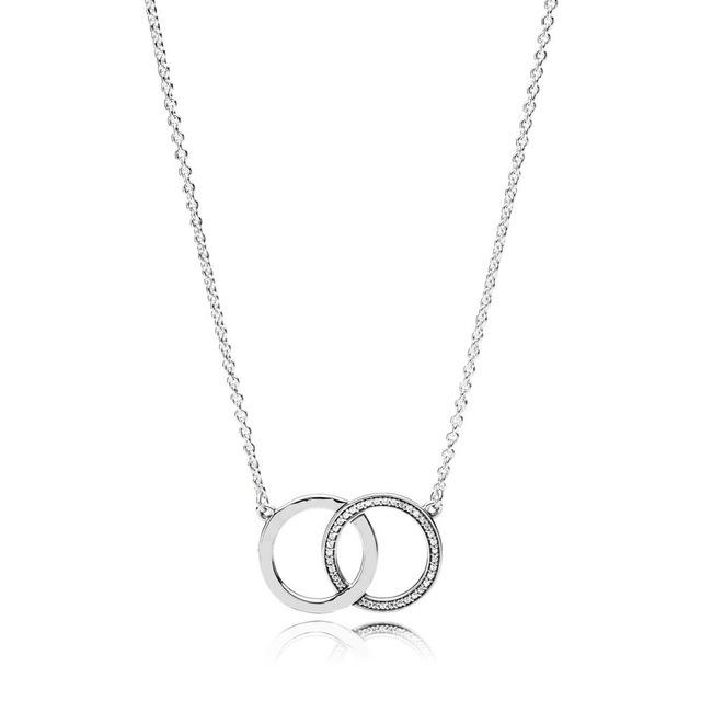 100% 925 Sterling Silver Pan Model Charm Necklace Female Heart Valentine's Day Heart-shaped Necklace Fashion Jewelry