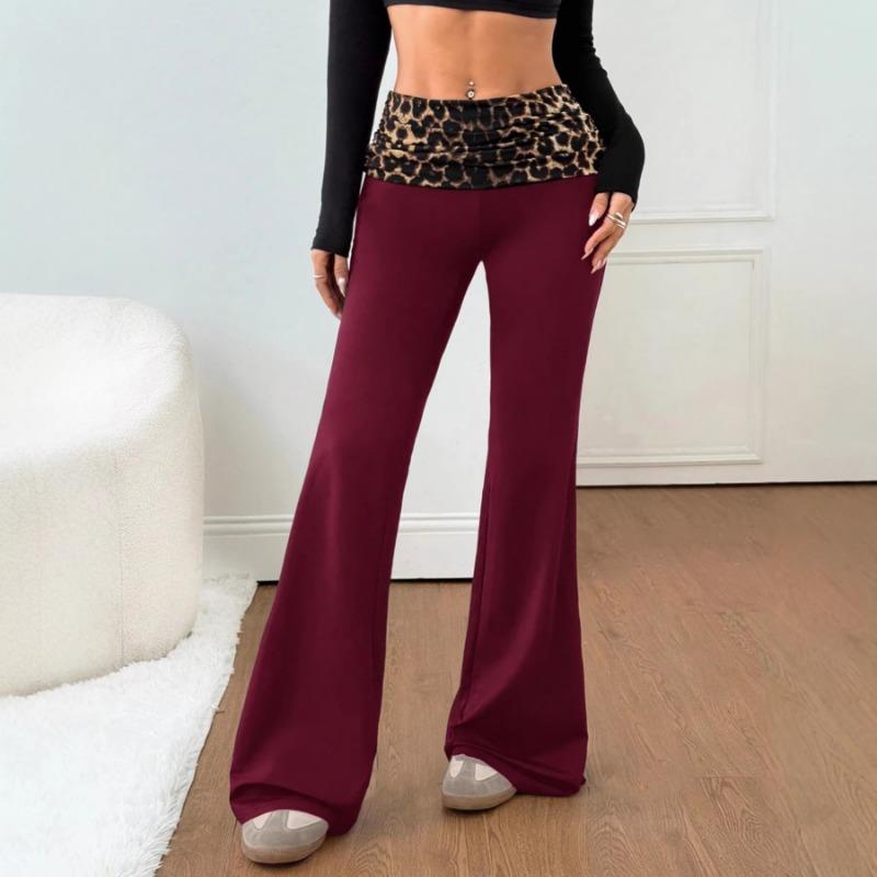 Pantalon de Yoga Splicé à Imprimé Léopard Coupe Ajustée pour Femmes Printemps Été