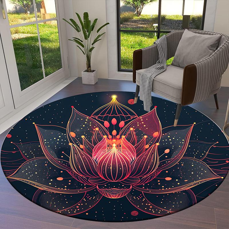 Beautiful flowers Round Area Rug,Carpet Rug for Living Room Bedroom Sofa Playroom Decor,Non-slip Floor Mat