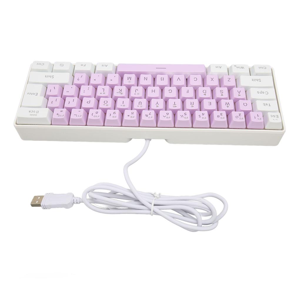 Gaming Keyboard USB 61 Keys RGB Backlit Ergonomic Contrast Color Space Saving Wired Keyboard for Desktop Laptop White