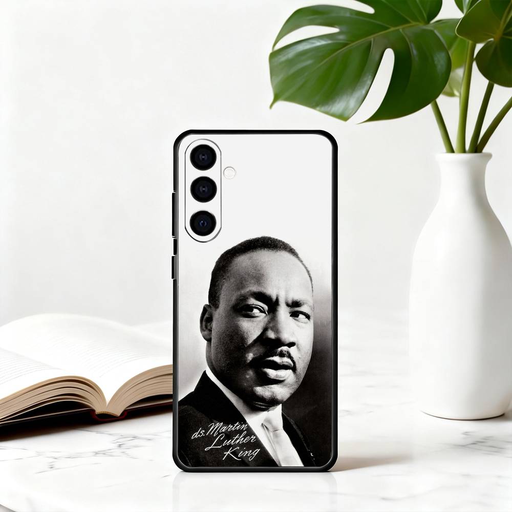 Great M-Martin Luther King Jr Phone Case Black Silicone Soft For Samsung Galaxy A73,A72,A71,A70,A53,A52,A51
