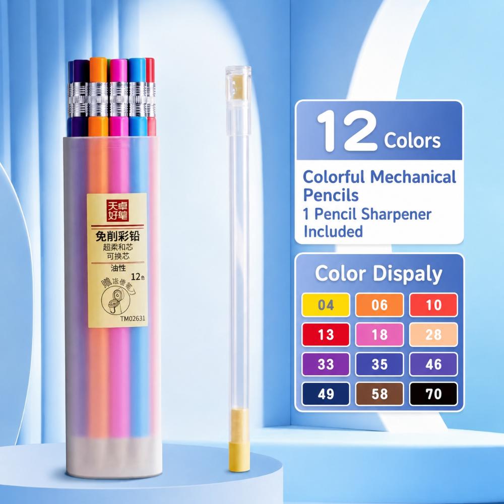 12/18/24/36 Colors Oil-Based Oil Color Pencils Hexagonal Barrel Coloring Pencils Sketching 12 Colors